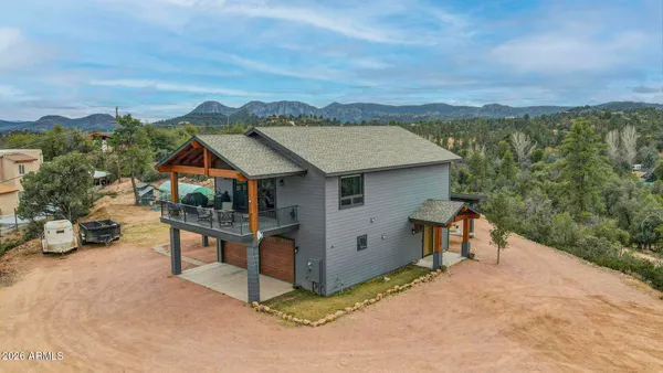 an aerial view of a house