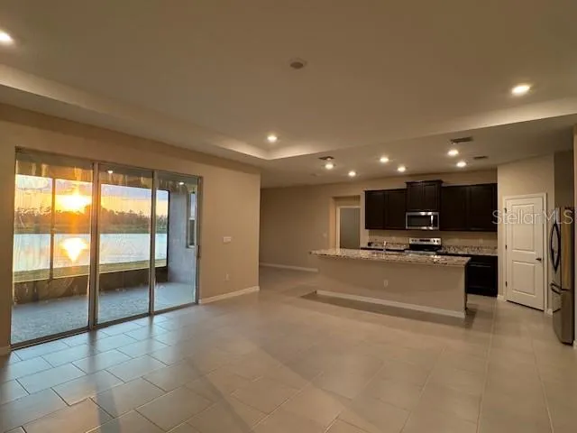 a view of a lake with outside space