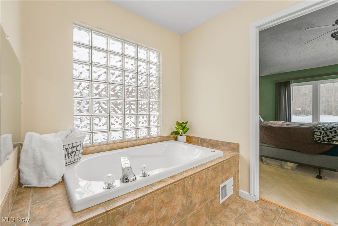 200 Bates Road Madison, OH 44057 - Photo 15 of 42 Full bath featuring a garden tub, visible vents, a wealth of natural light, and connected bathroom