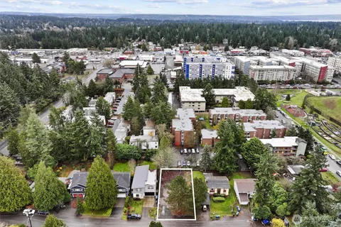an aerial view of waterside residential houses