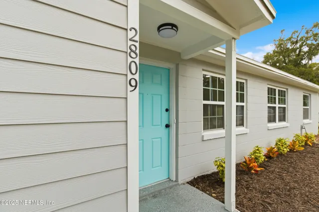 a view of a house with a potted plant and garage