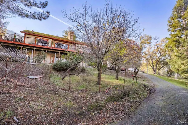 a backyard of a house with lots of green space
