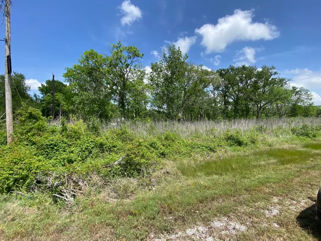 a view of a lake with houses in the back