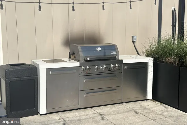 a view of a terrace with seating space