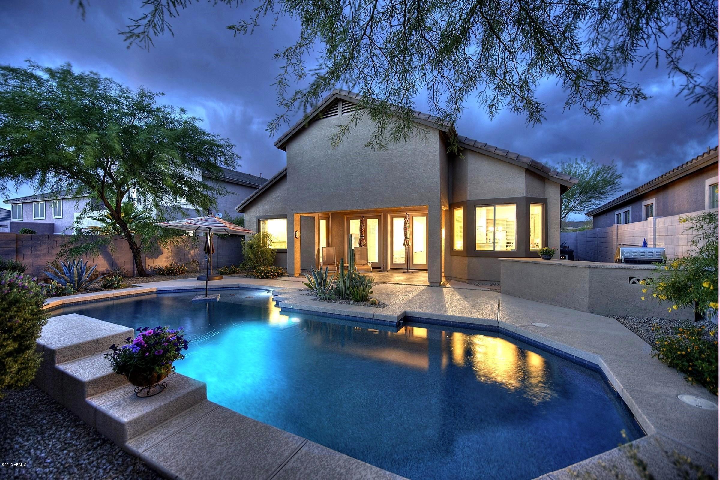 2323 West Apache Rain Road Phoenix, AZ 85085 - Photo 27 of 29 026_Exterior Back Sunset Pool View
