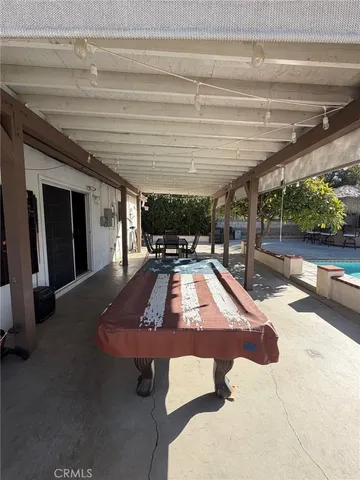a room with pool table