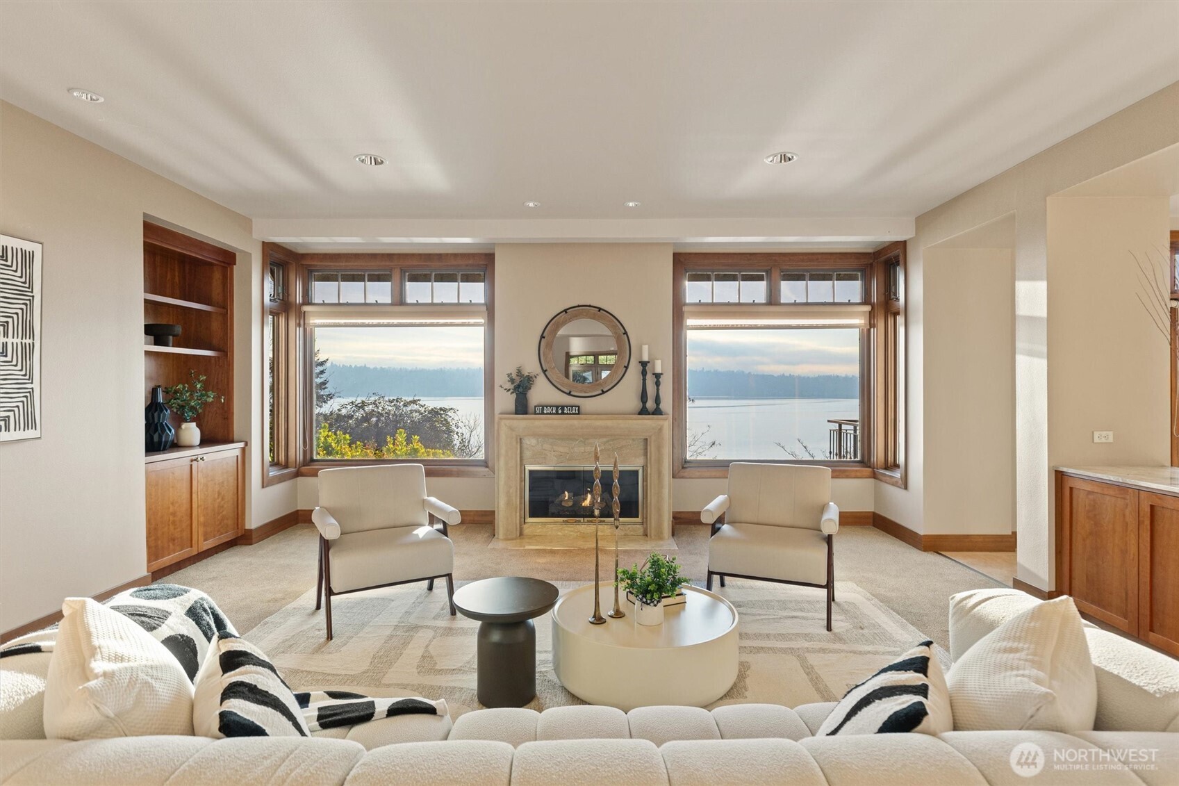 8281 West Mercer Way Mercer Island, WA 98040 - Photo 5 of 38 a living room with furniture and a large window