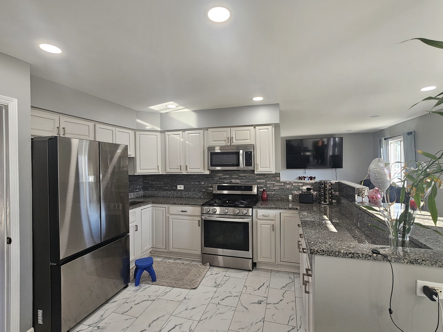 1353 Spring Valley Drive Carol Stream, IL 60188 - Photo 6 of 25 a kitchen with a refrigerator sink and stainless steel appliances