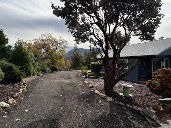 a view of backyard with green space