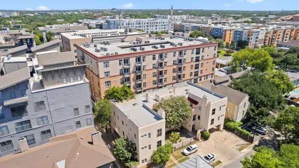 an aerial view of a house