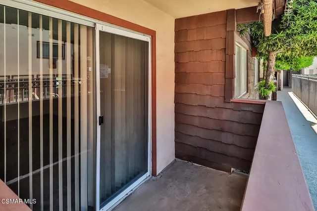 a view of wooden balcony