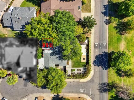 an aerial view of a house