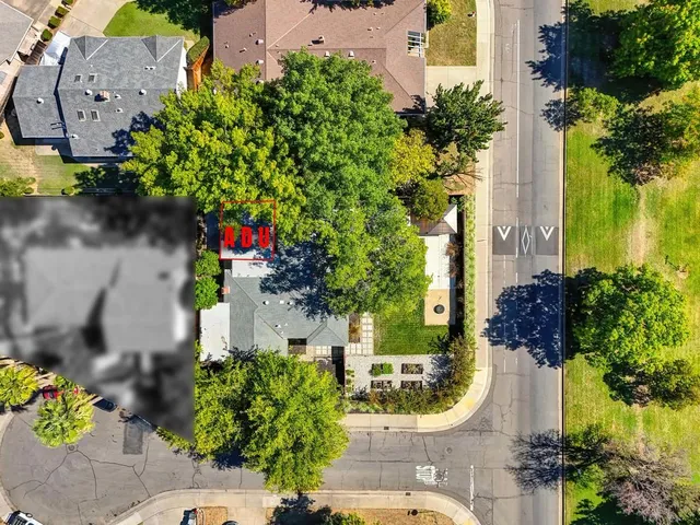 an aerial view of a house
