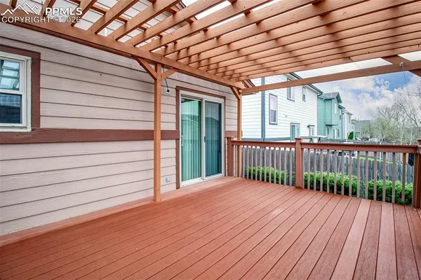 a view of a wooden deck