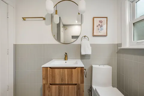 a bathroom with a bathtub