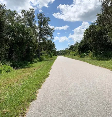 a view of a pathway both side of yard