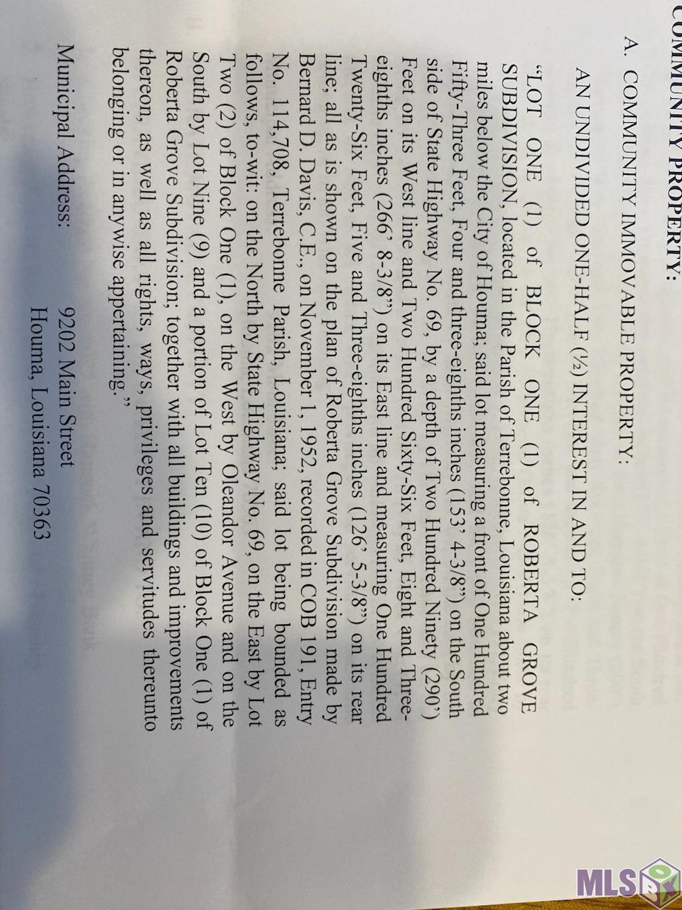 9202 East Main Street Houma, LA 70363 - Photo 45 of 47 Legal Description