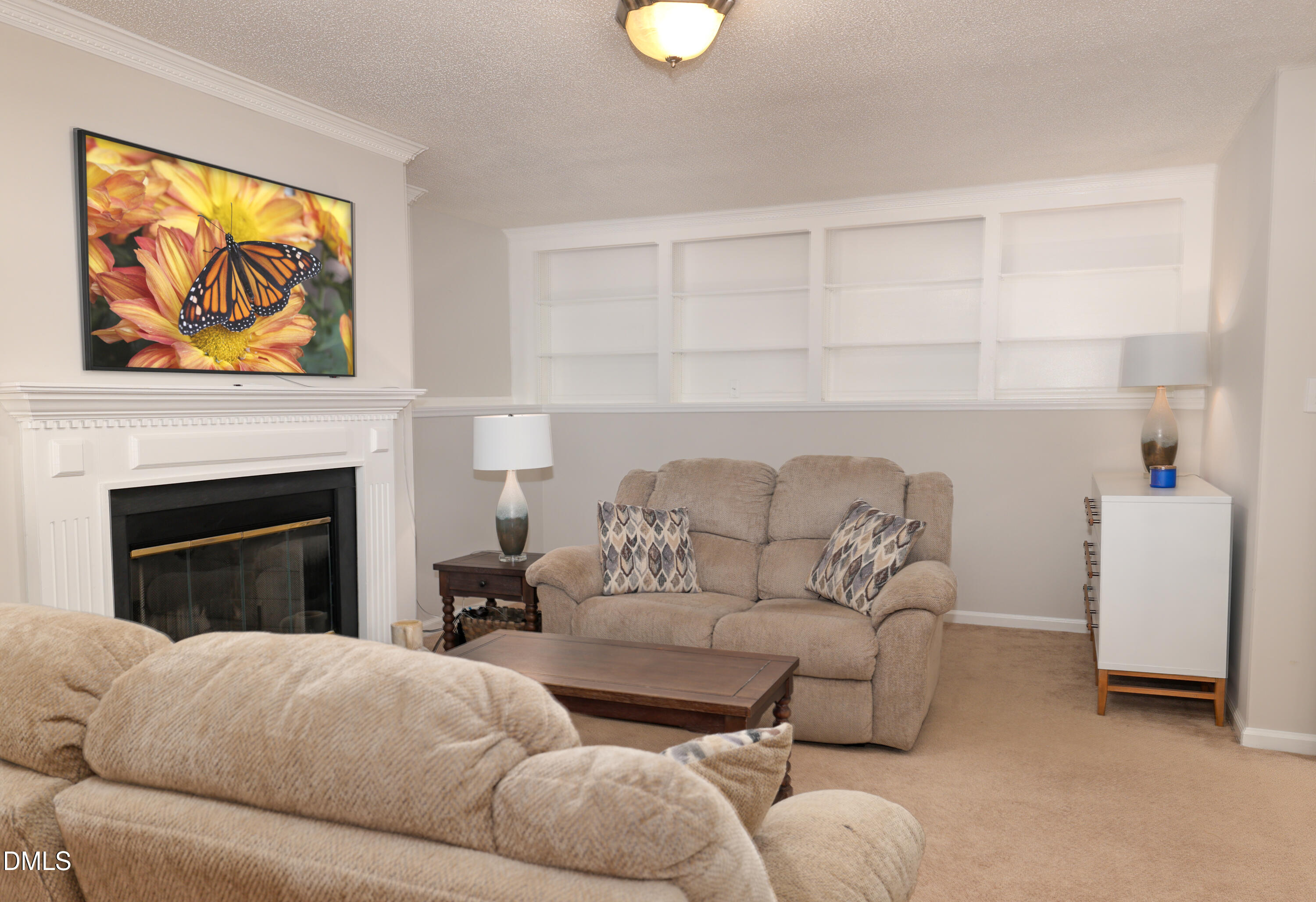 3011 Elk Ridge Road Durham, NC 27712 - Photo 42 of 68 a living room with furniture and a fireplace