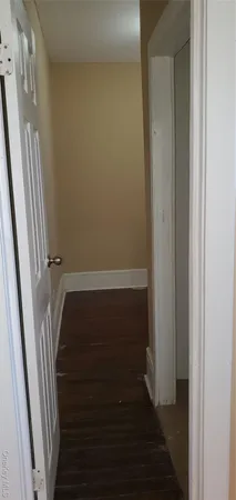 a view of a small space with a window