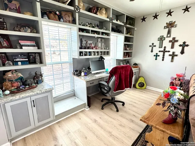 a workspace with a couch