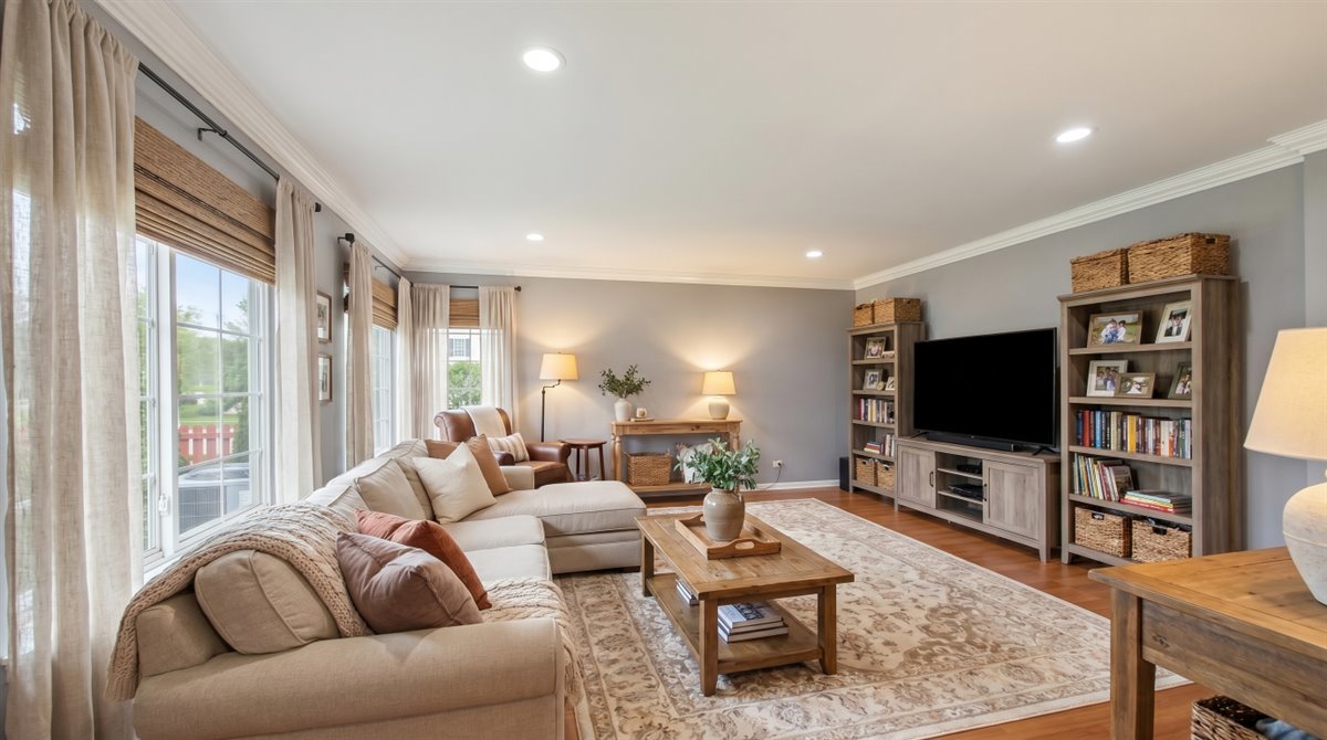 1480 Tudor Drive Mundelein, IL 60060 - Photo 6 of 29 a living room with furniture and a flat screen tv