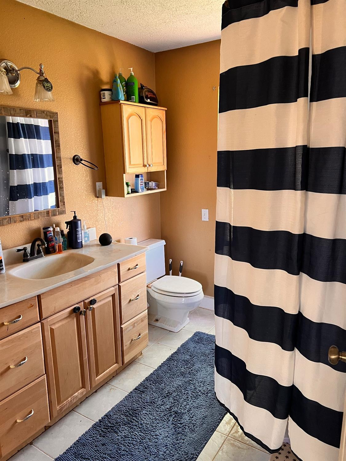 3598 Nightingale Road Ropesville, TX 79358 - Photo 18 of 22 a bathroom with a sink a toilet a shower and a mirror