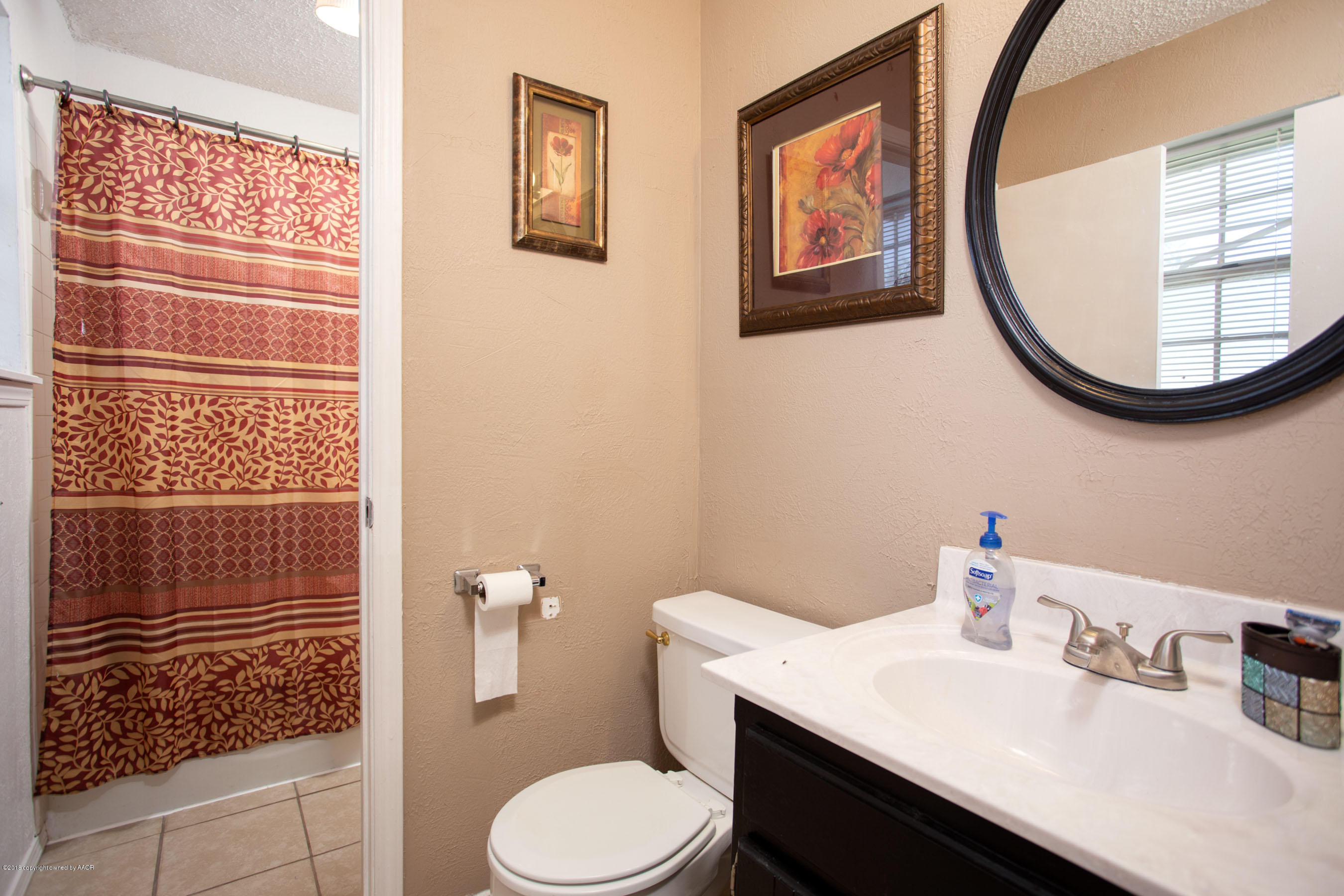 5328 Capulin Lane Amarillo, TX 79110 - Photo 12 of 17 a bathroom with a toilet a sink and a mirror