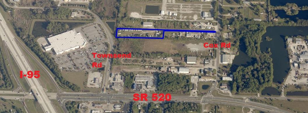 460 Cox Road Cocoa, FL 32926 - Photo 2 of 5 460 Cox Rd Aerial I-95 and SR 520
