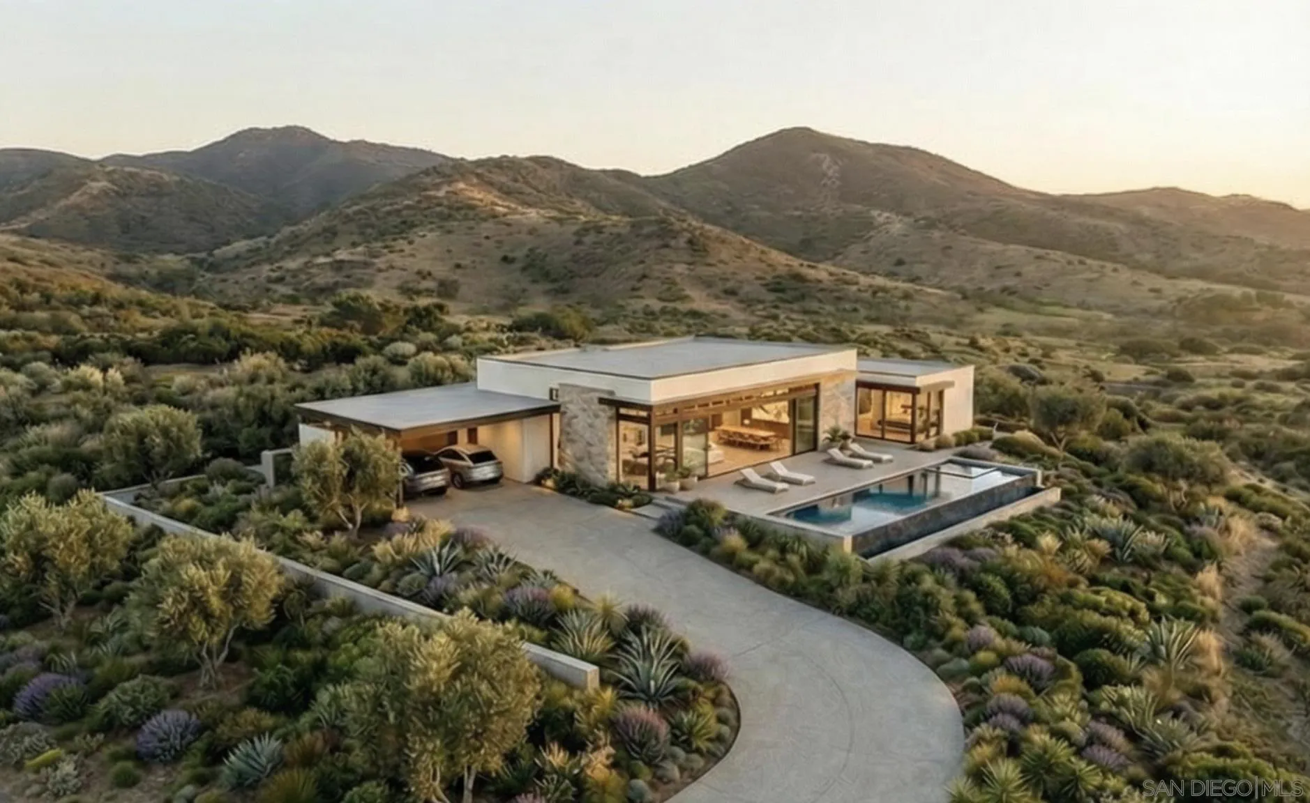 a view of a house with a mountain