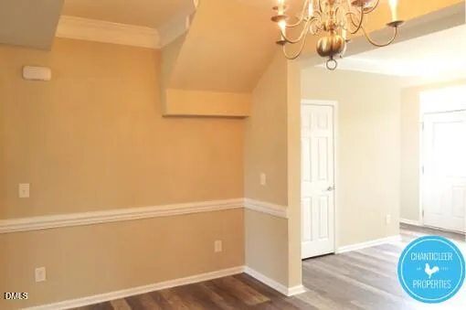 a view of small space with wooden floor