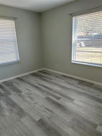 a view of a room with a window