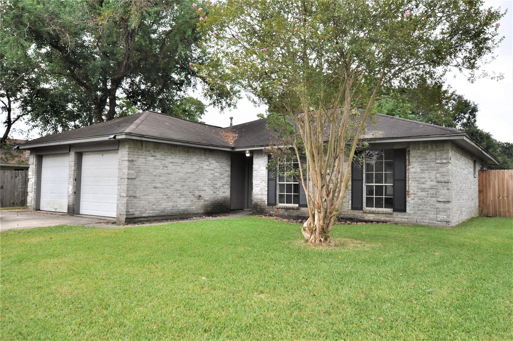 a front view of a house with yard and tree
