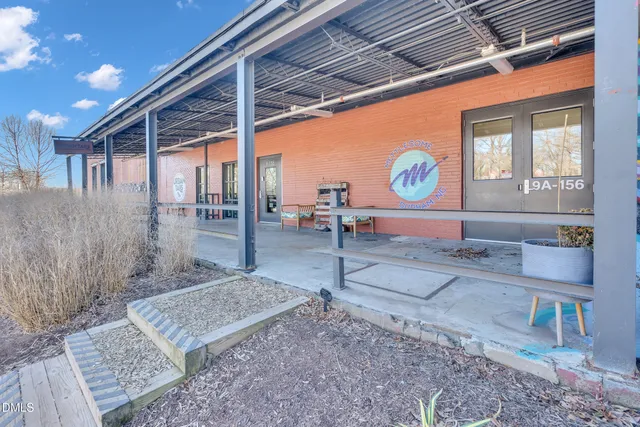 a view of a entrance door of the building