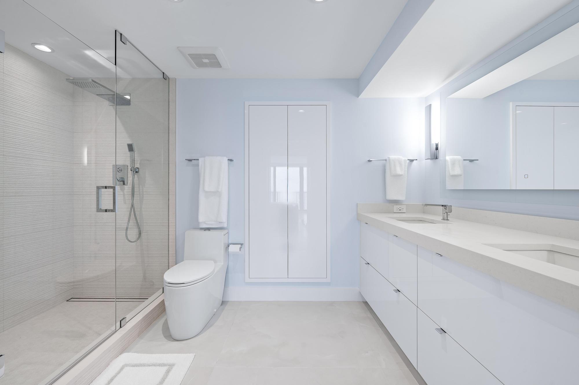 3456 South Ocean Boulevard, Unit 701 Palm Beach, FL 33480 - Photo 14 of 20 a spacious bathroom with a double vanity sink toilet and shower