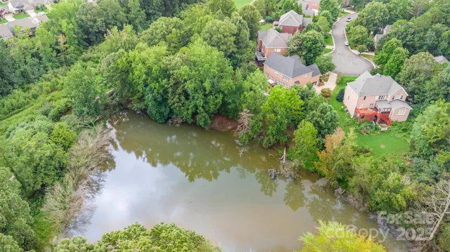 a view of a lake view with a garden