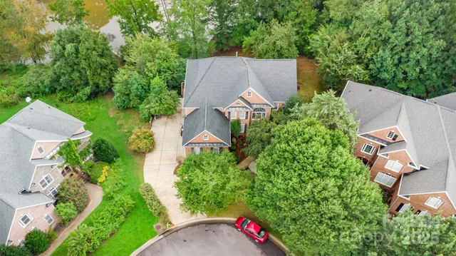 an aerial view of a house