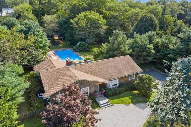 an aerial view of a house