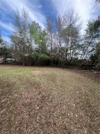 a view of a yard with a tree