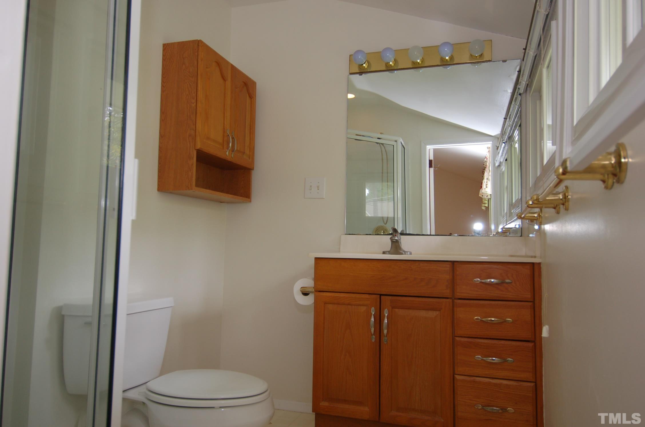 1113 Dogwood Lane Raleigh, NC 27607 - Photo 11 of 14 a bathroom with a granite countertop toilet sink and mirror