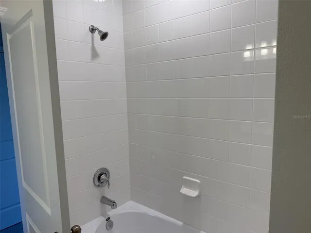 a bathroom with a bathtub