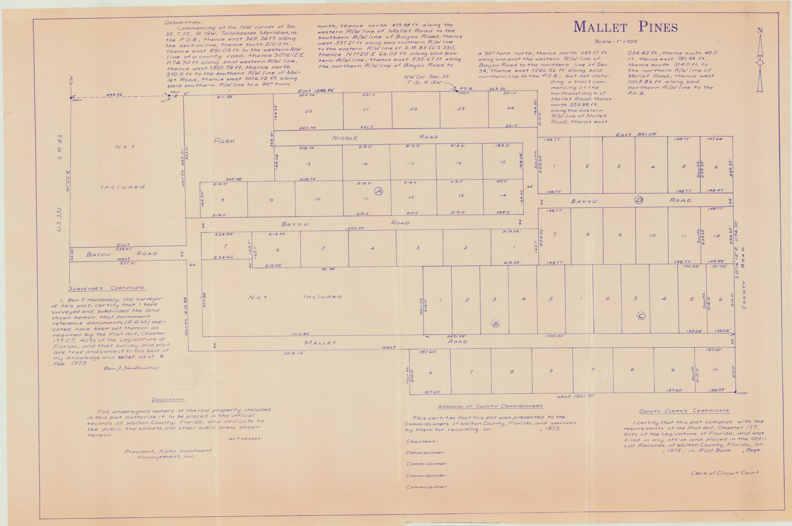 Lot 2 Mallet Road Freeport, FL 32439 - Photo 3 of 3 Mallet Pines Plat Map