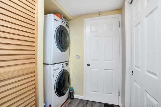a utility room with dryer and washer