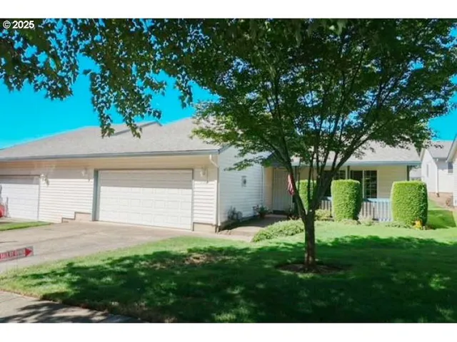 a view of backyard of house with green space