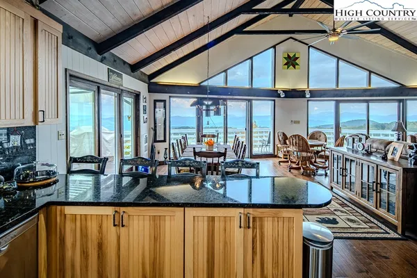 a kitchen with lots of counter top space