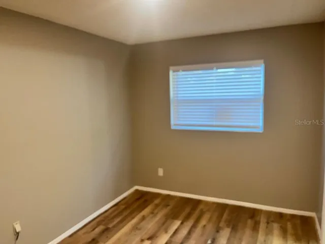 an empty room with a workbench
