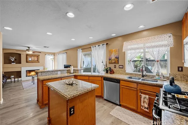 a kitchen with lots of counter space and a sink