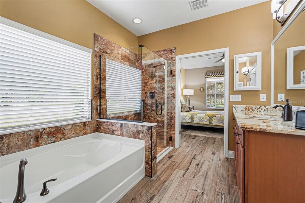 2134 Barracuda Court Holiday, FL 34691 - Photo 25 of 36 a spacious bathroom with a granite countertop tub sink and mirror