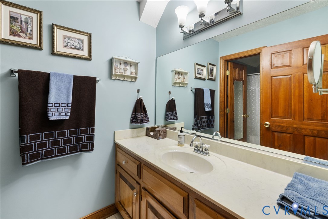 748 Factory Mill Road Bumpass, VA 23024 - Photo 19 of 44 a bathroom with a sink double vanity and a shower
