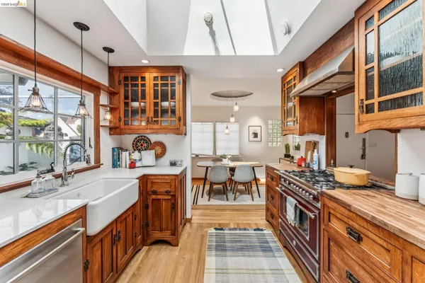 a kitchen with lots of counter top space