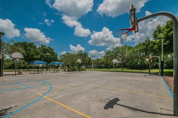a view of a golf course with a lake